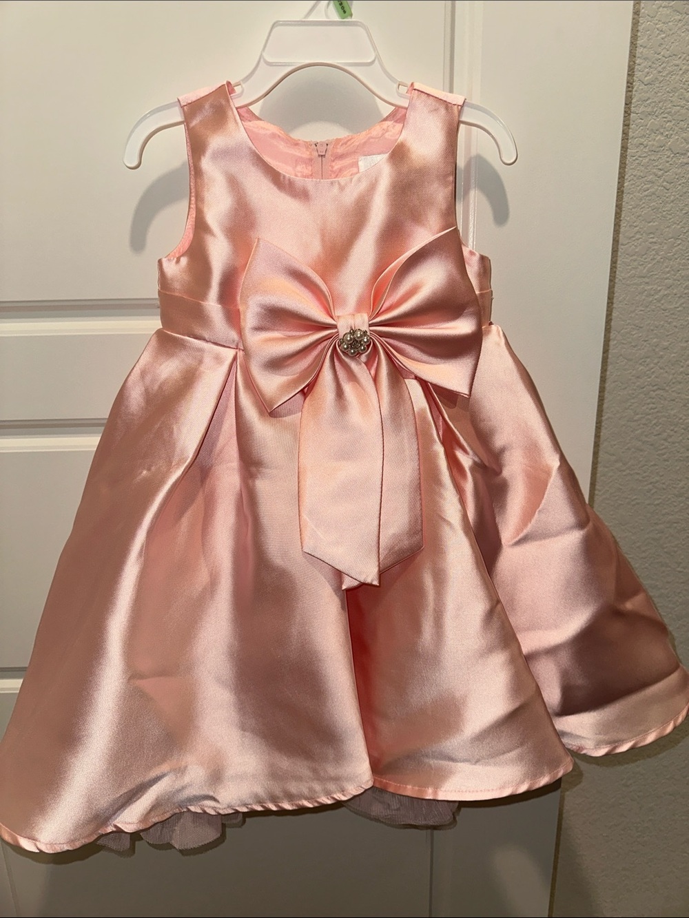 NWOT Rare Editions Pink Satin Bow Party Dress